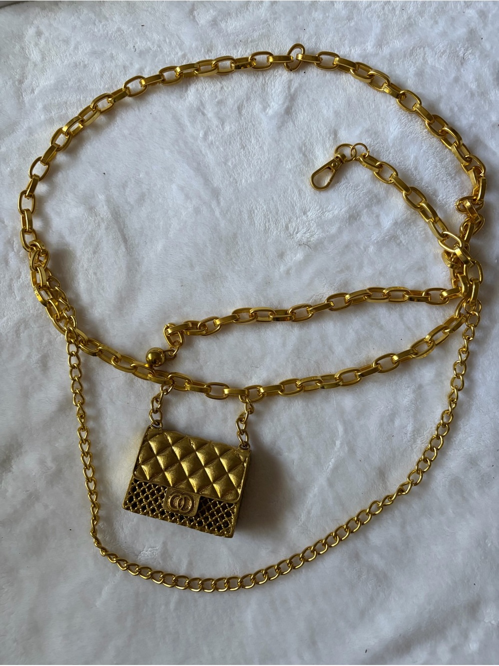 New! Gold Chain Belt With Mini Purse